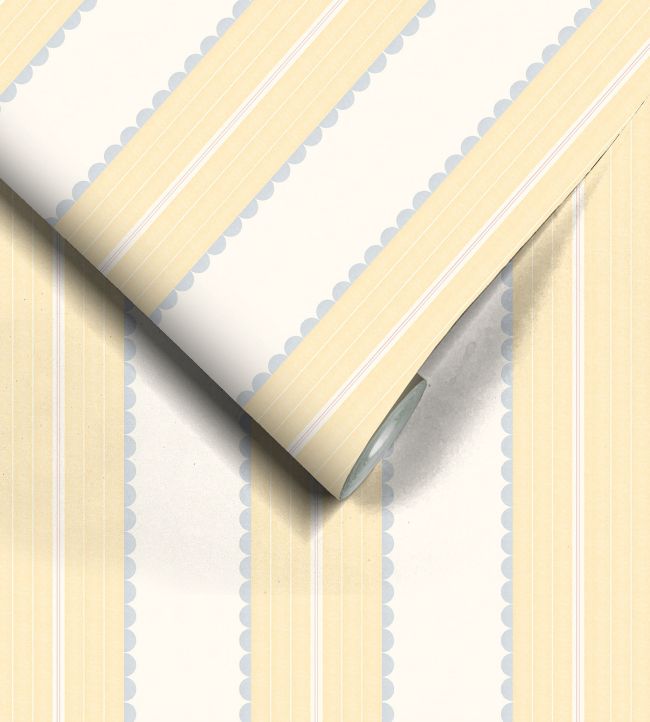 WM-478-02R - Pin Up Stripe Wallpaper - Soft Yellow - Woodchip & Magnolia