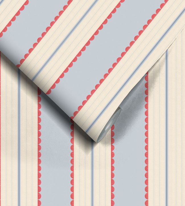 WM-478-03R - Pin Up Stripe Wallpaper - Red Blue - Woodchip & Magnolia