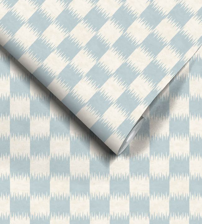WM-487-03 - Checkmate Wallpaper - Powder Blue - Woodchip & Magnolia