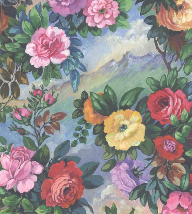 WMF-027-01VD - Fantasy Garden Floral Fabric - Multi - Woodchip & Magnolia