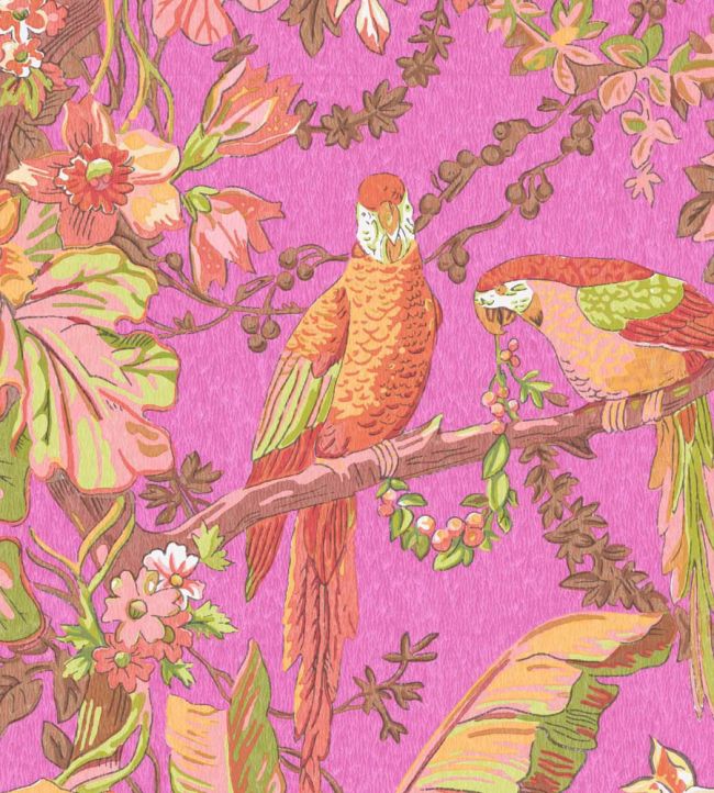 WMF-322-03VD - Parrot Talk Fabric - Hot Pink - Woodchip & Magnolia