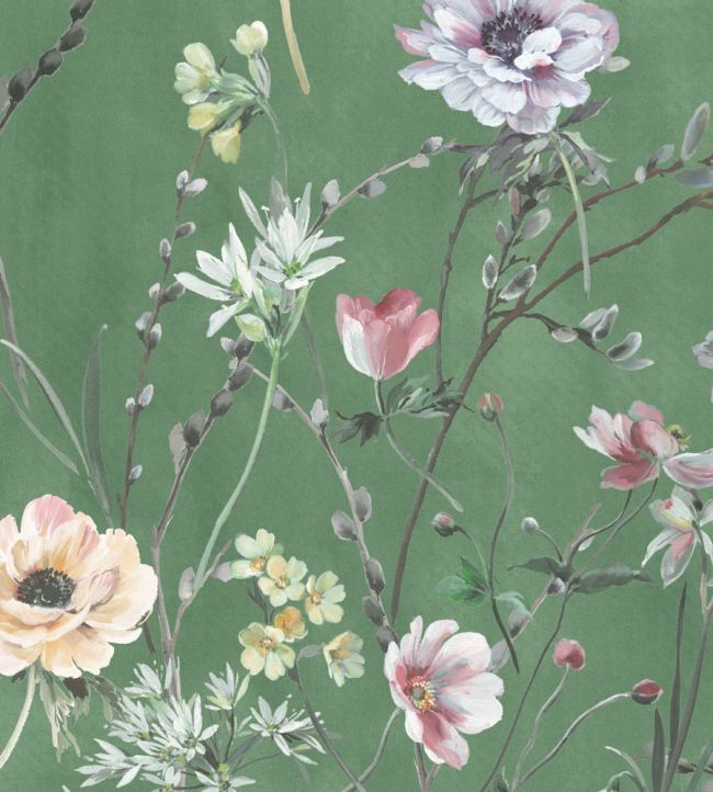 WMF-383-03VD - Maytime Fabric - Evergreen - Woodchip & Magnolia