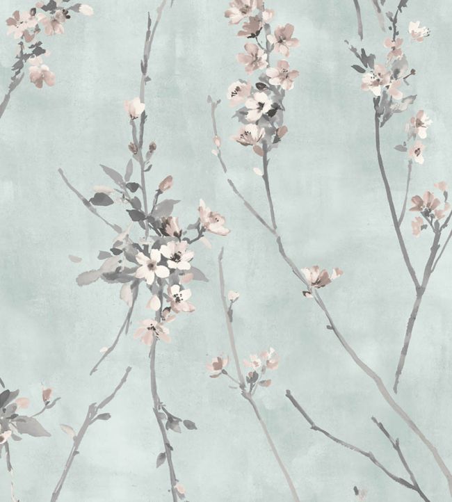WMF-386-05VD - Blossom Fabric - Duck Egg Blue - Woodchip & Magnolia