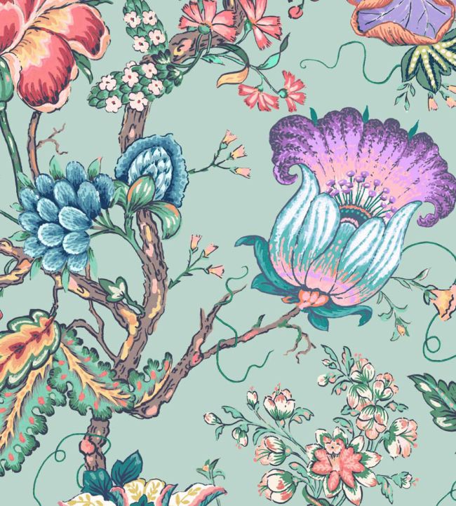 WMF-408-02VD - Arcadia Fabric - Mint - Woodchip & Magnolia