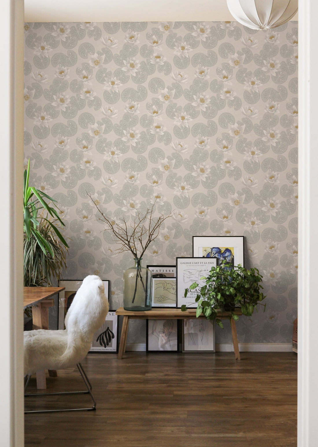 Water Lilies Wallpaper - Gray - Summer Gray