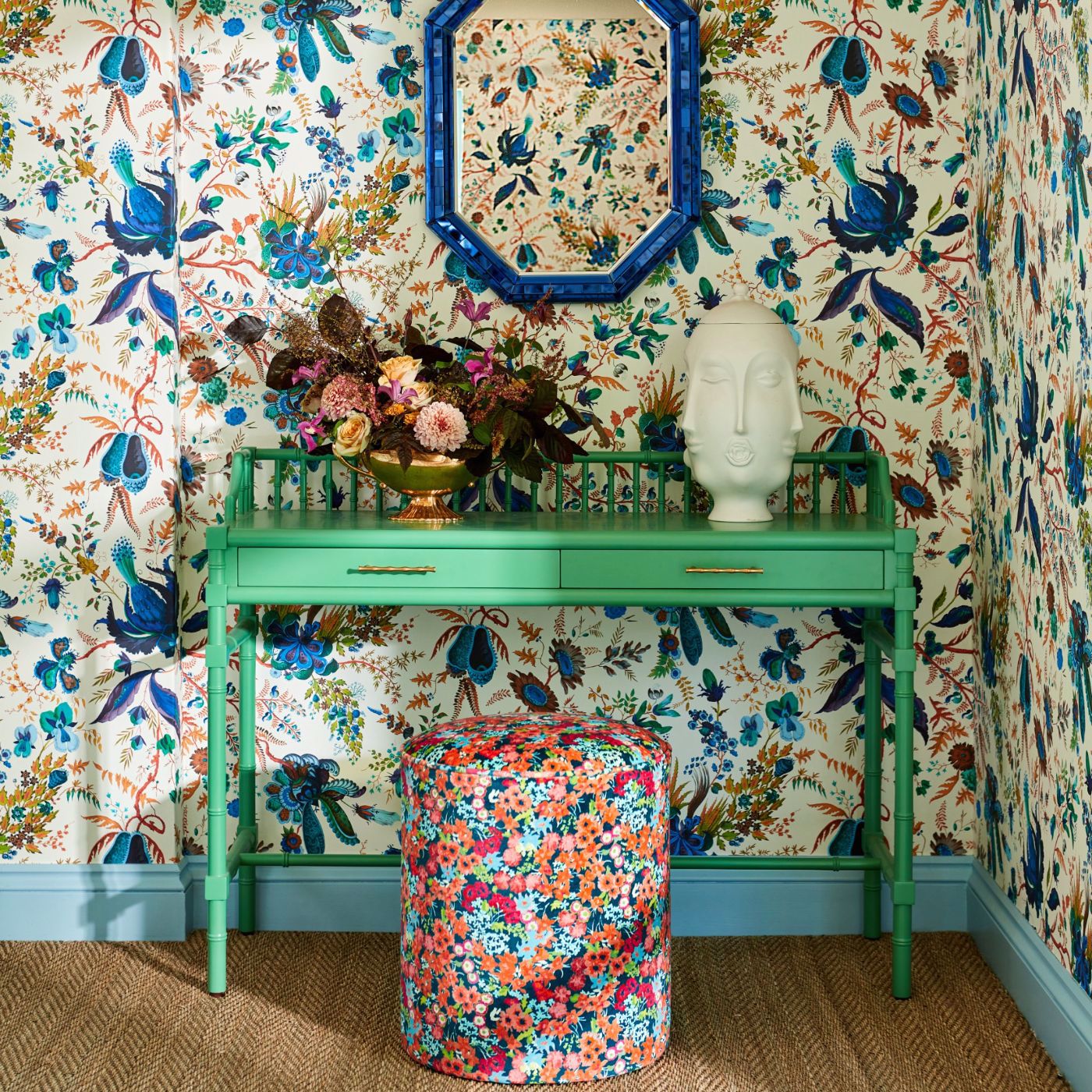 Wonderland Floral Wallpaper - Lapis/Emerald/Carnelian - HSRW113067 - Harlequin