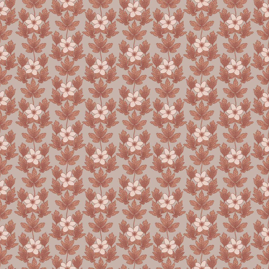 Wood Anemone Wallpaper - Copper - Summer Gray