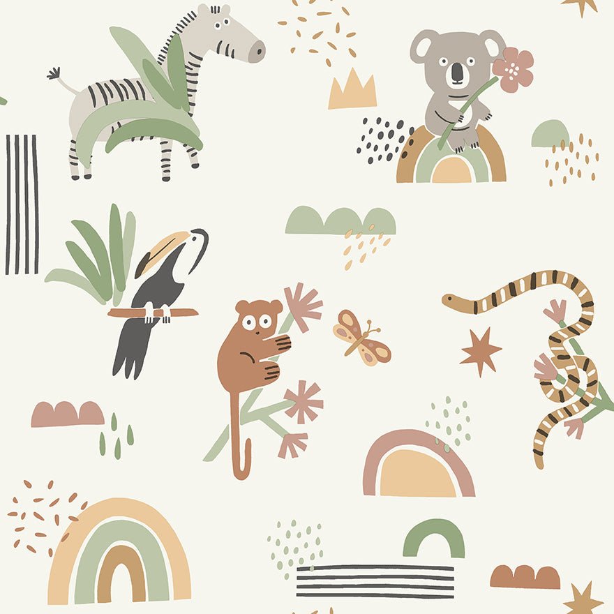 Abstract Animals Wallpaper - Sage/Beige - Holden Décor - 13351 - Premier Wallcovering