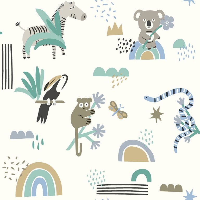 Abstract Animals Wallpaper - Blue/Teal - Holden Décor - 13352 - Premier Wallcovering