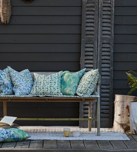 Acanthus Outdoor Fabric - Nettle/Sky Blue - Morris & Co - 227114 - Premier Wallcovering