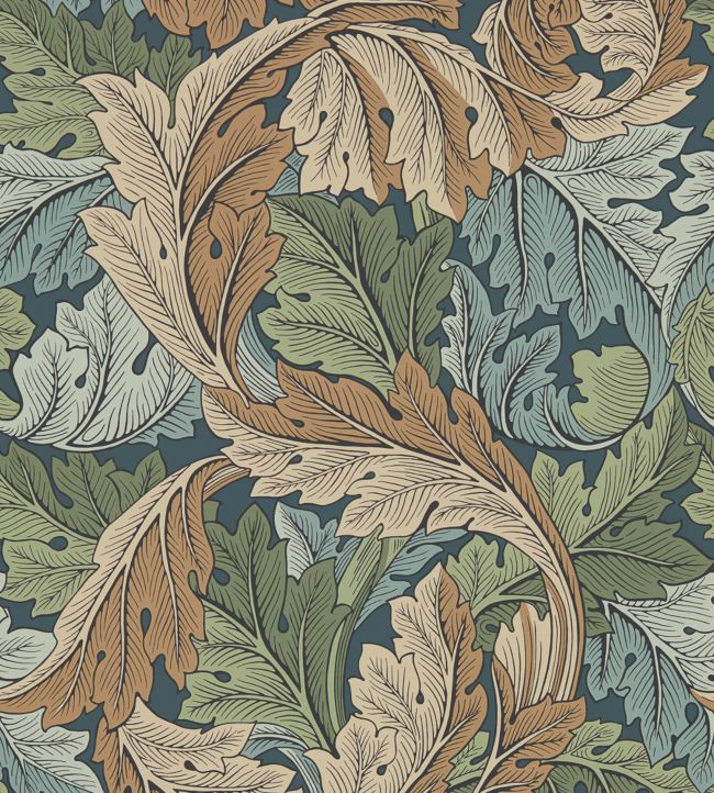 Acanthus Wallpaper - Slate Blue/Thyme - 216440 - Morris & Co - Premier Wallcovering