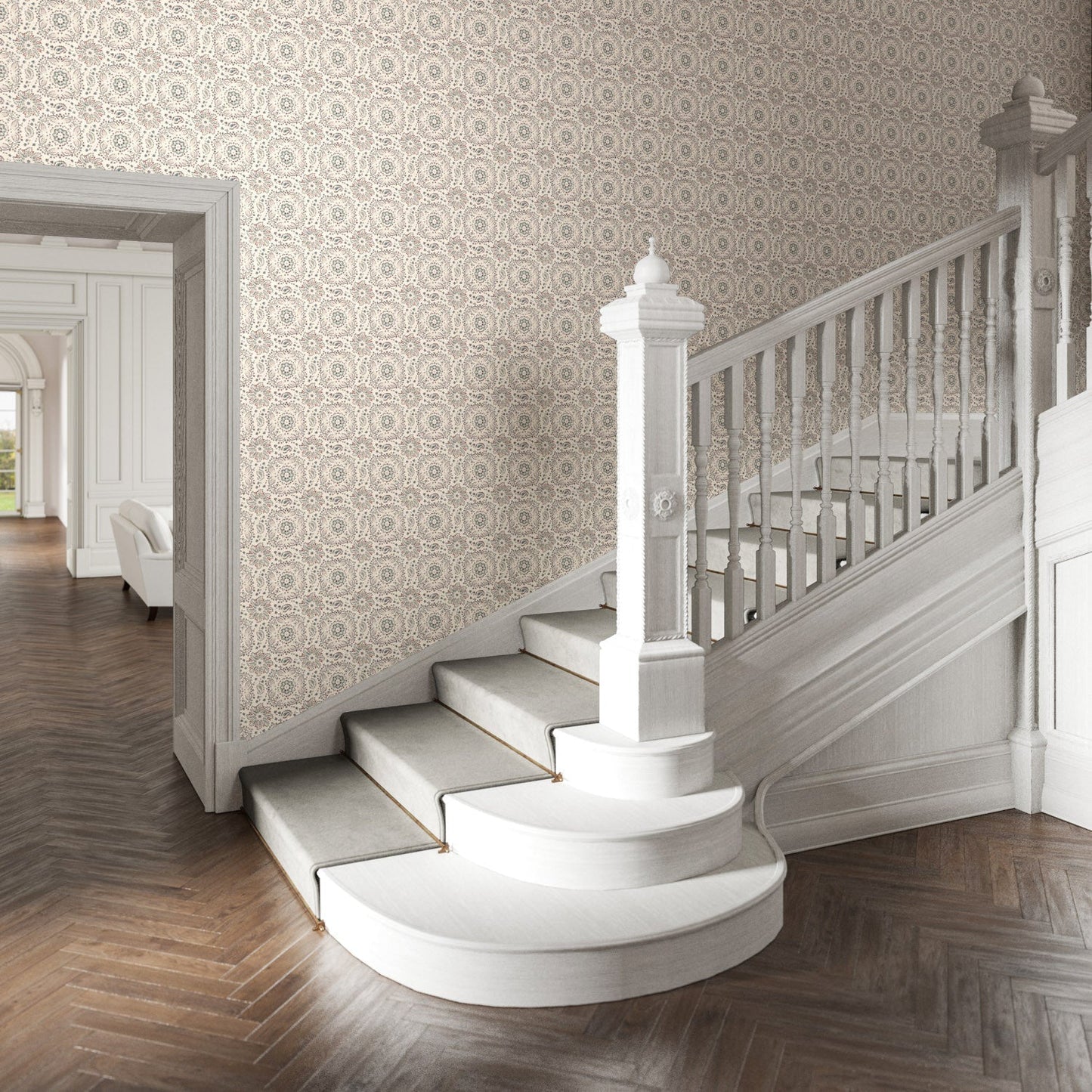 Adaline Wallpaper - Ivory - Warner House - Premier Wallcovering