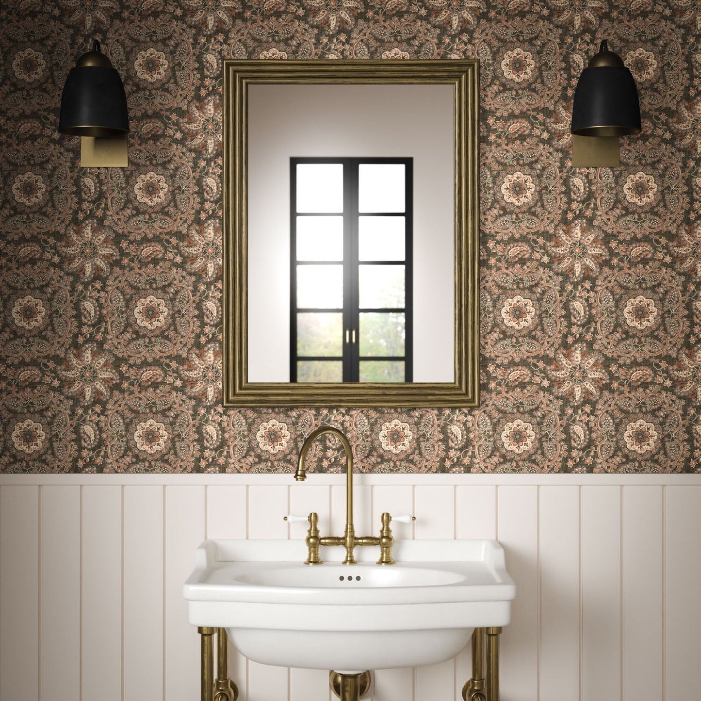 Adaline Wallpaper - Espresso - Warner House - Premier Wallcovering