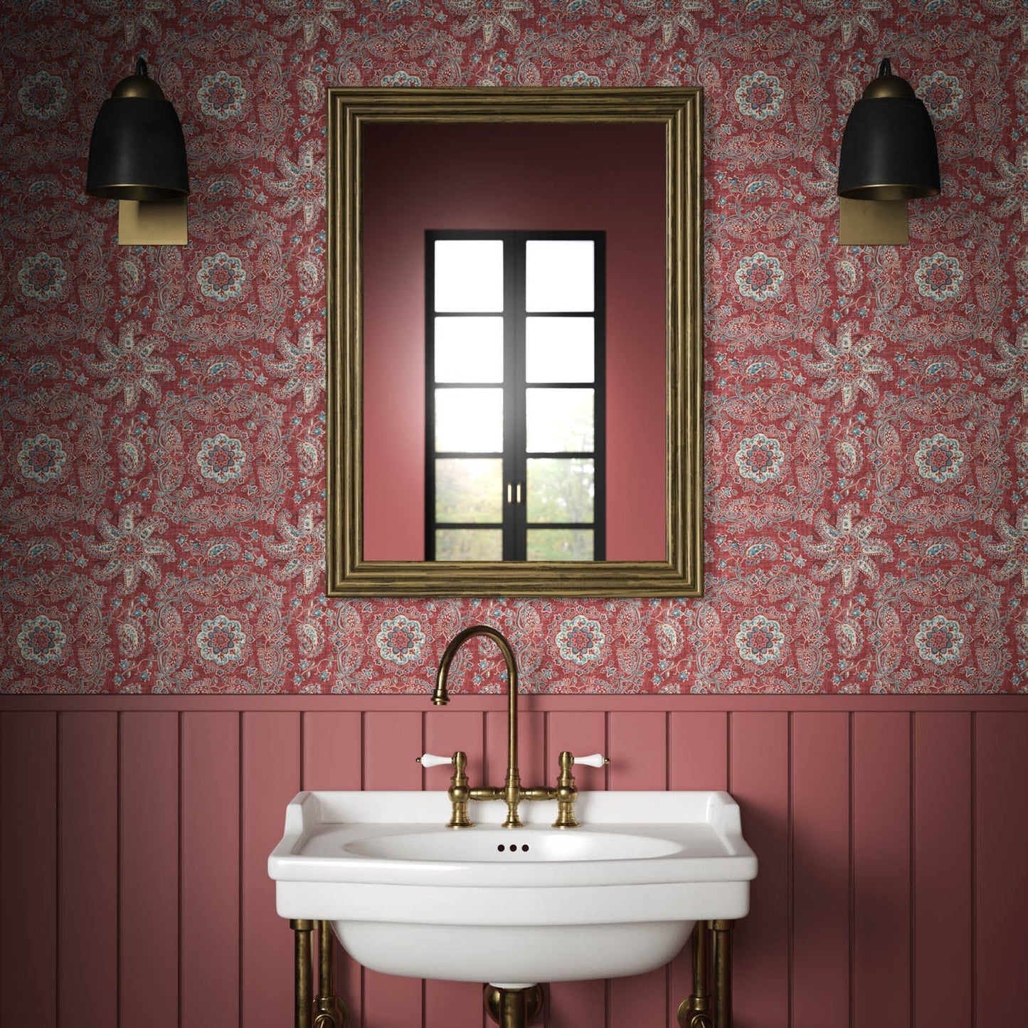 Adaline Wallpaper - Merlot - Warner House - Premier Wallcovering
