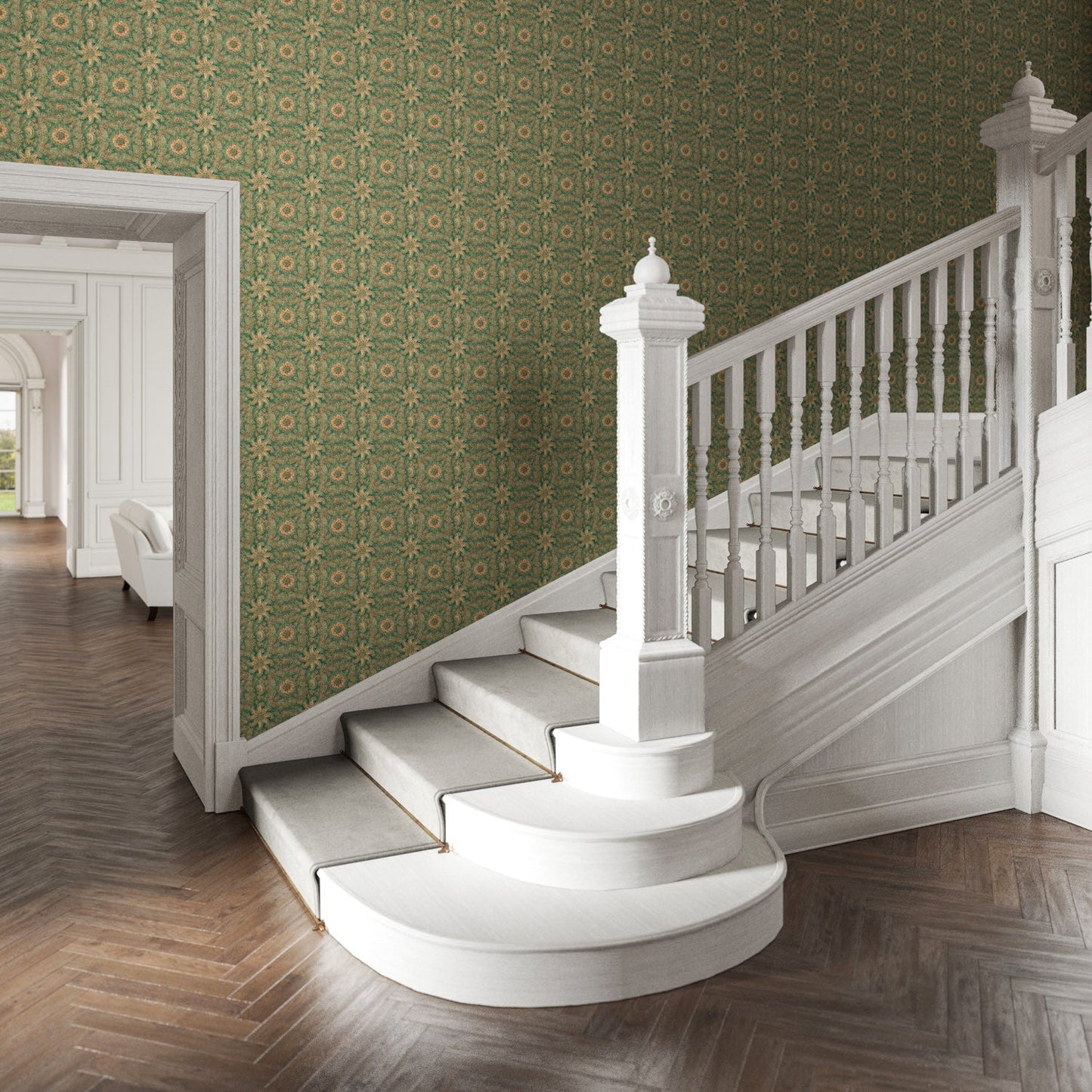 Adaline Wallpaper - Jade - Warner House - Premier Wallcovering