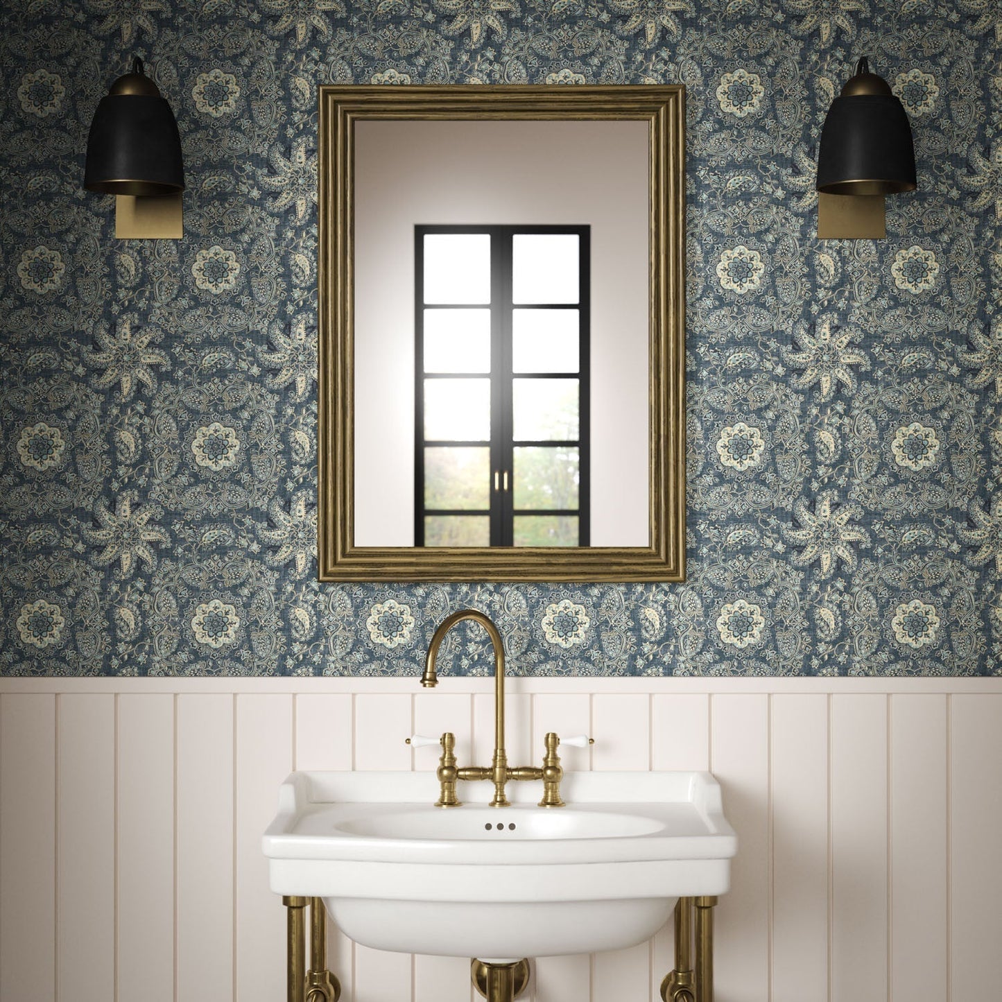 Adaline Wallpaper - Indigo - Warner House - Premier Wallcovering