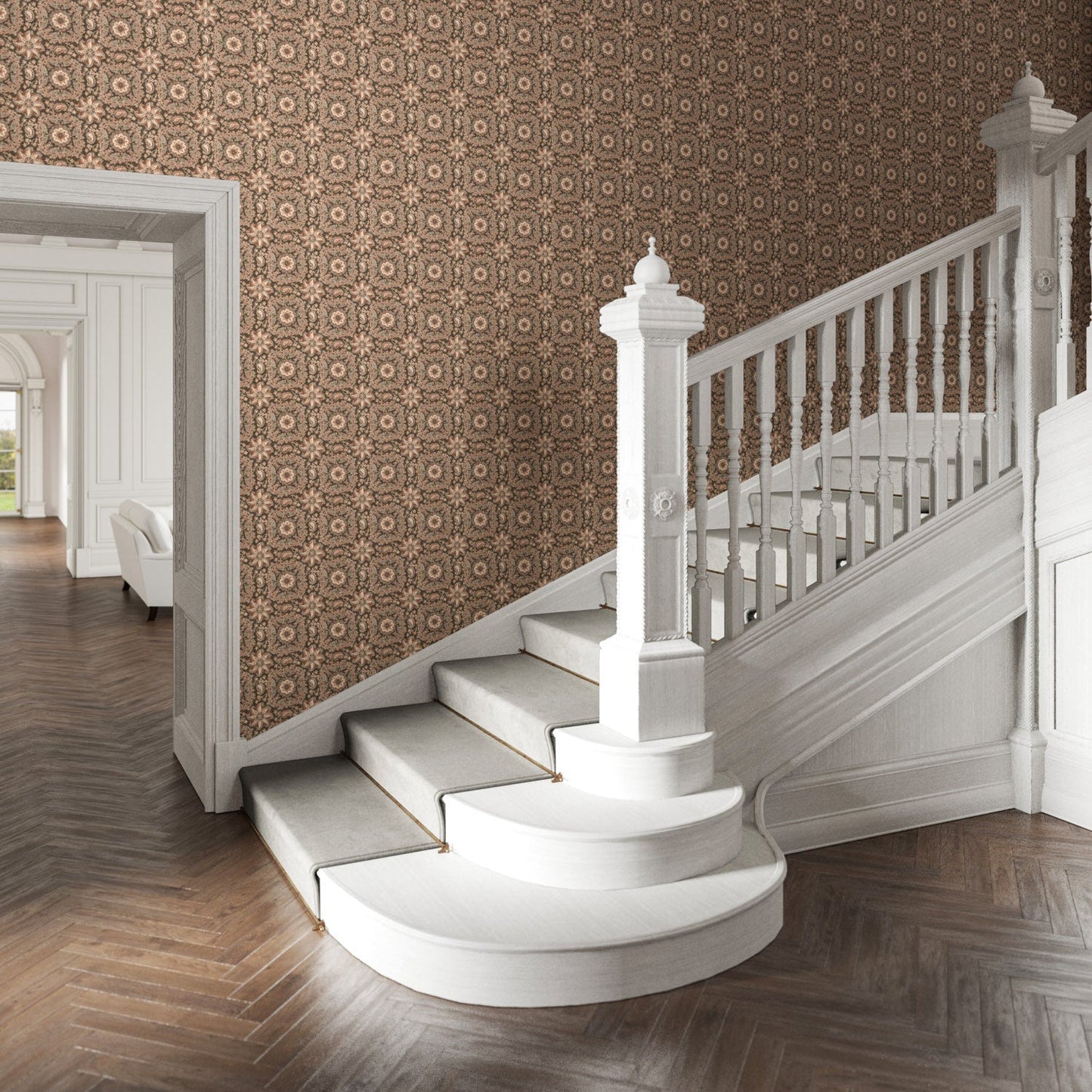 Adaline Wallpaper - Espresso - Warner House - Premier Wallcovering