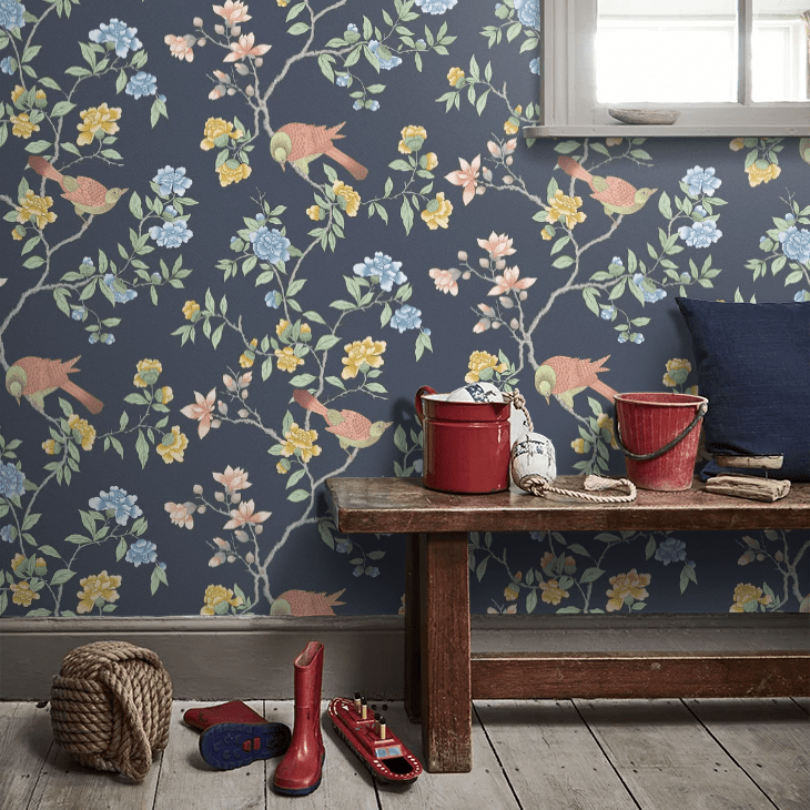 Aderyn Wallpaper - Hicks' Blue - Little Greene - 0267ADHICKS - Premier Wallcovering
