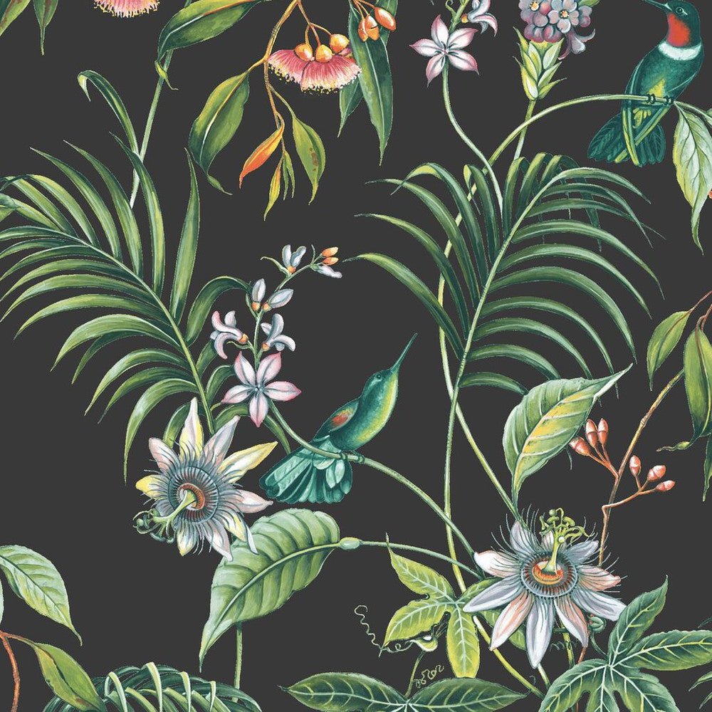 Adilah Tropical Floral Wallpaper - Dark - Superfresco Easy - 106976 - Premier Wallcovering