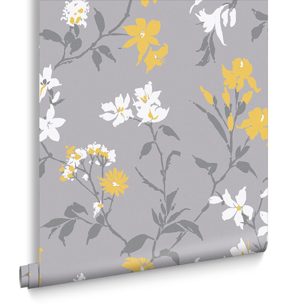 Aeris Wallpaper - Grey Yellow - Graham & Brown - 106418 - Premier Wallcovering