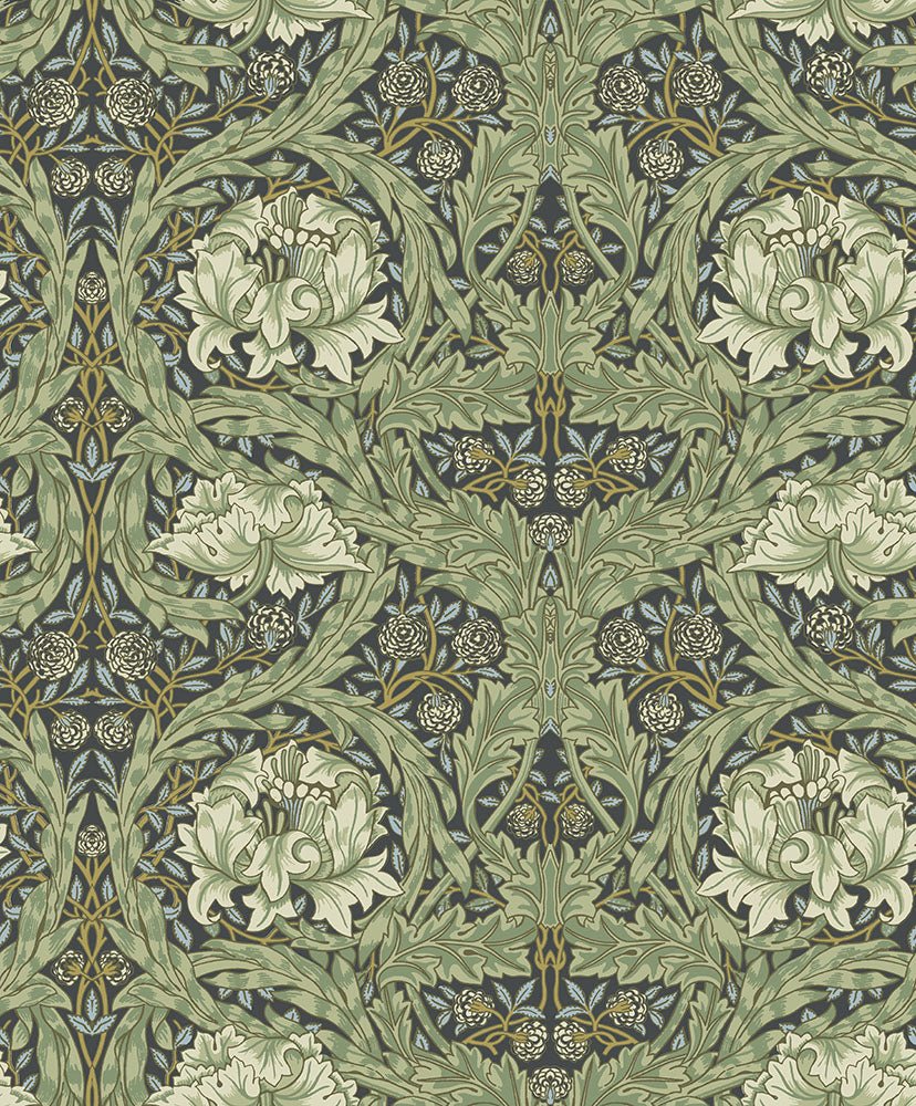 African Marigold Wallpaper - Green / Blue - Midbec - 82075 - Premier Wallcovering