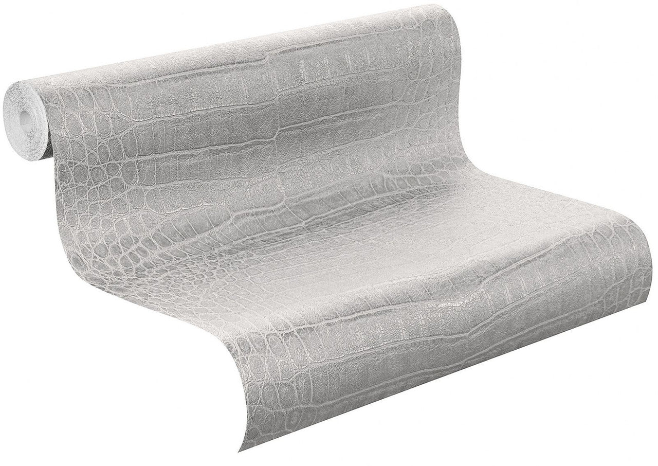African Queen II Croc Effect Wallpaper - Taupe - Rasch - 474145 - Premier Wallcovering