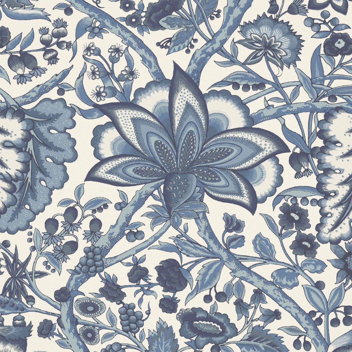 Afsana Wallpaper - China Blue - Warner House - Premier Wallcovering
