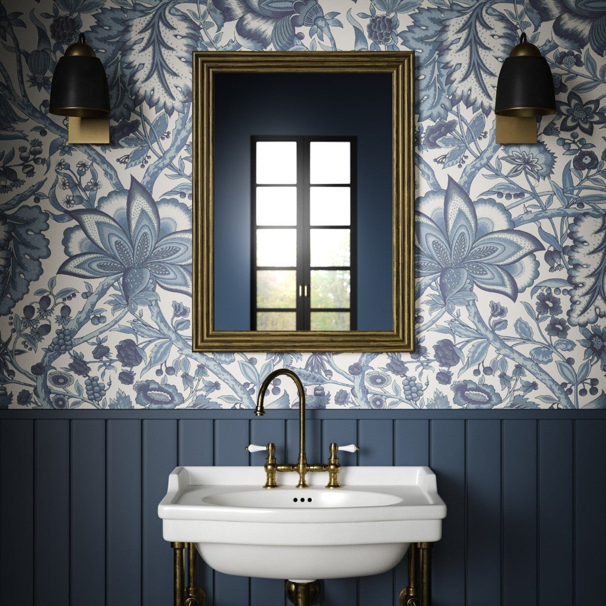 Afsana Wallpaper - China Blue - Warner House - Premier Wallcovering
