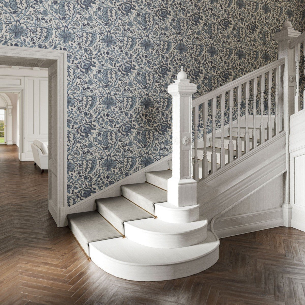 Afsana Wallpaper - China Blue - Warner House - Premier Wallcovering