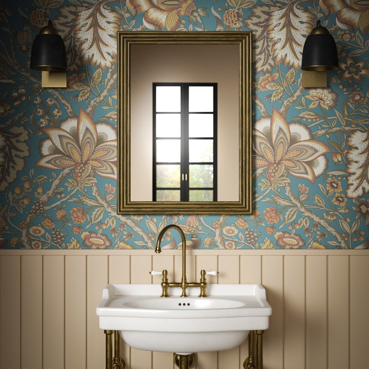 Afsana Wallpaper - Teal - Warner House - Premier Wallcovering