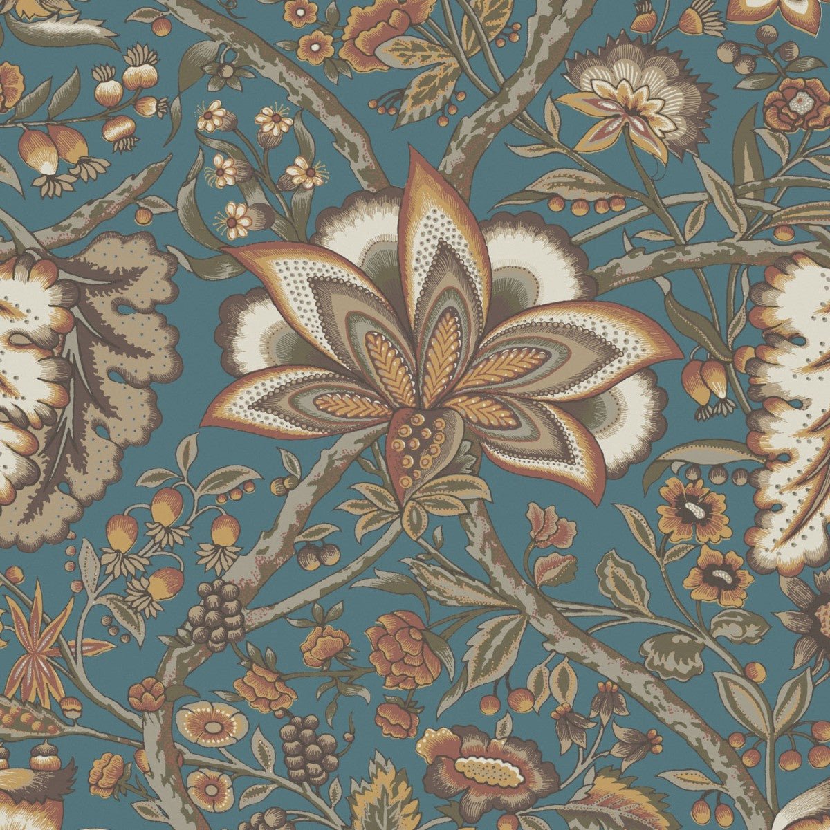 Afsana Wallpaper - Teal - Warner House - Premier Wallcovering