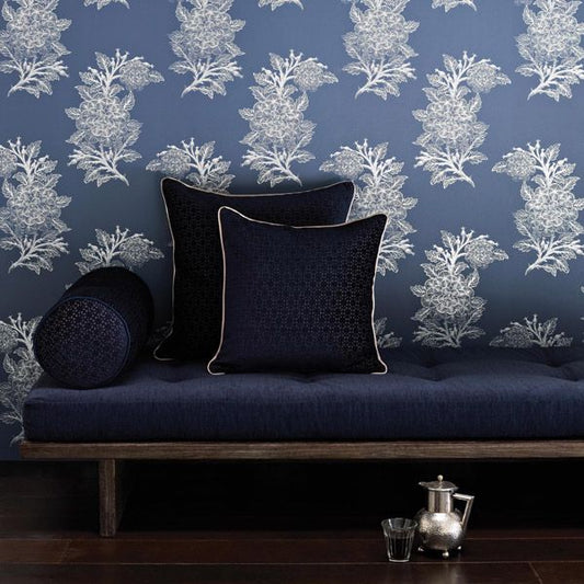 Ajouré Wallpaper - Sapphire/Silver - Osborne & Little - W6433-01 - Premier Wallcovering