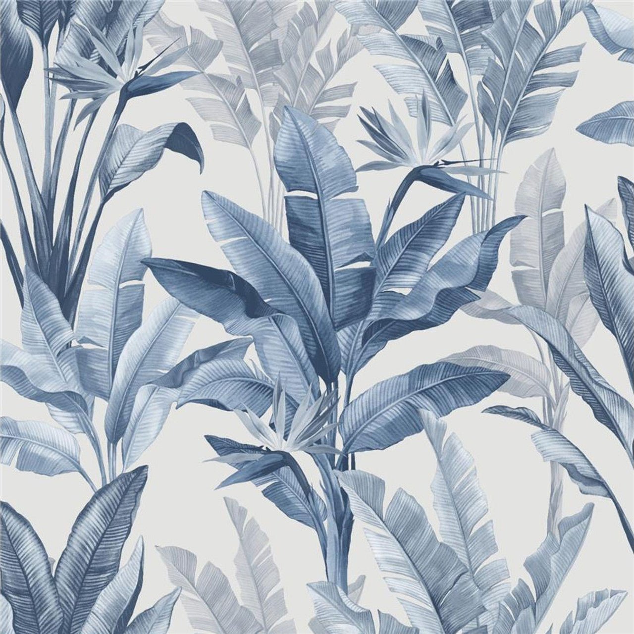 Akari Elegant Homes Madagascar Leaf Wallpaper - Blue - Rasch - 282893 - Premier Wallcovering