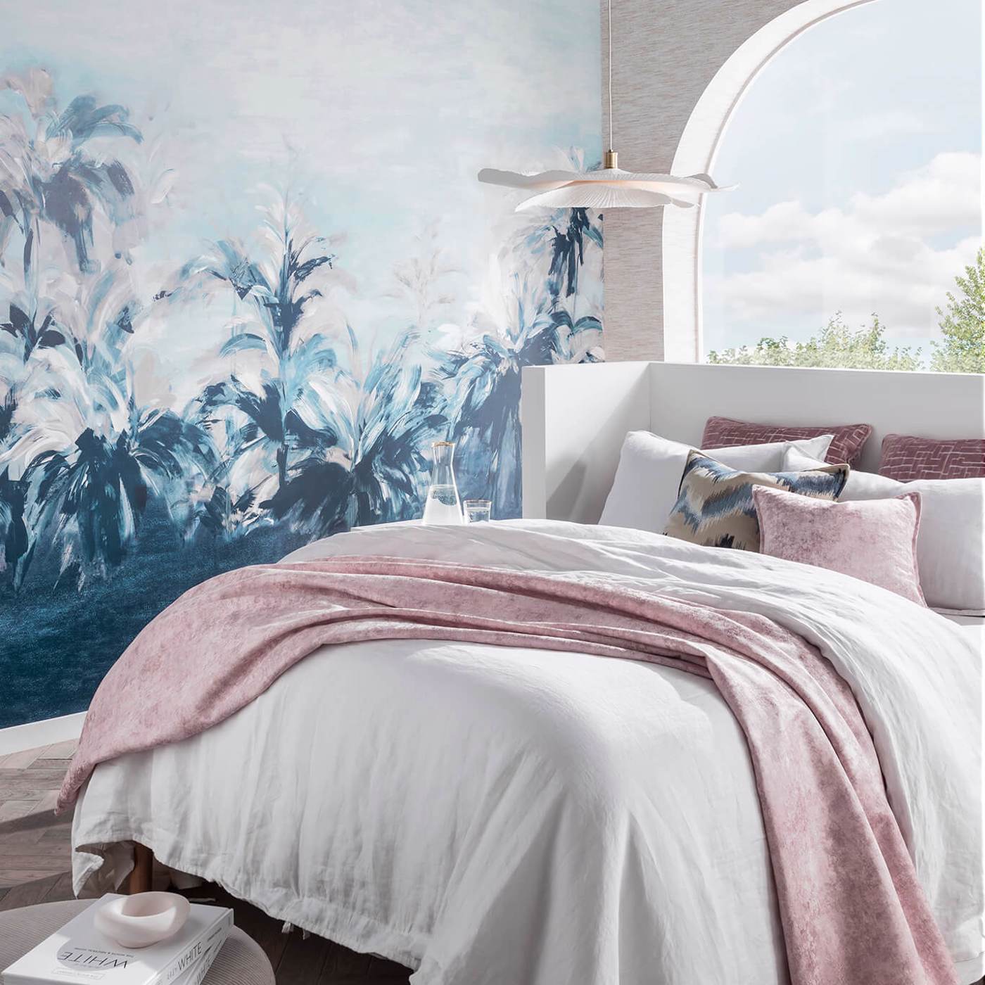 Alberi Wallpaper - Midnight/Linen Banner - Clarke & Clarke - W0176/01 - Premier Wallcovering