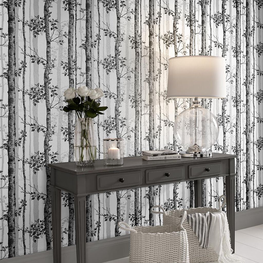 Albero Wallpaper - Black & White - Graham & Brown - 106424 - Premier Wallcovering
