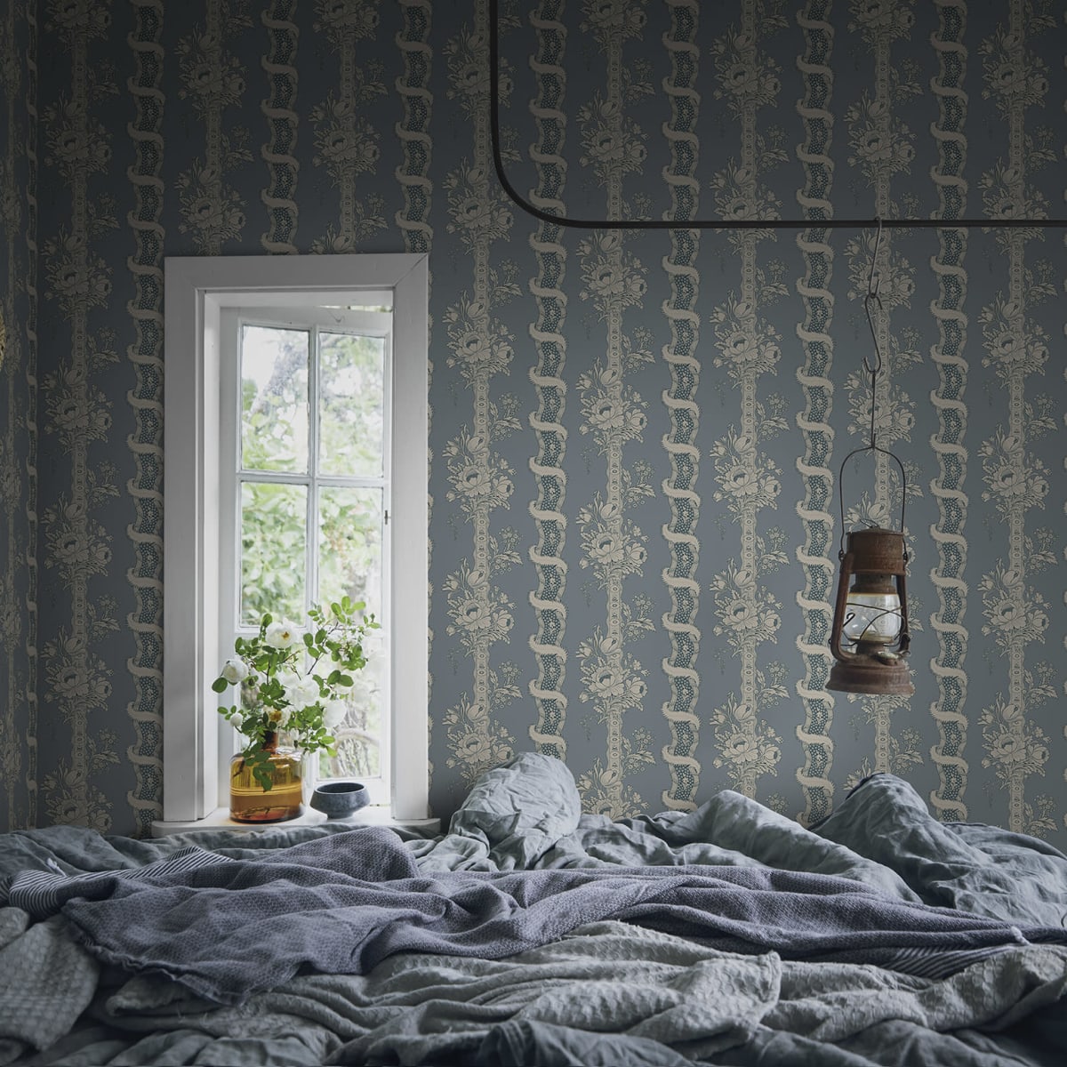 Alexandra Wallpaper - Misty Blue - Sandberg - S10250 - Premier Wallcovering