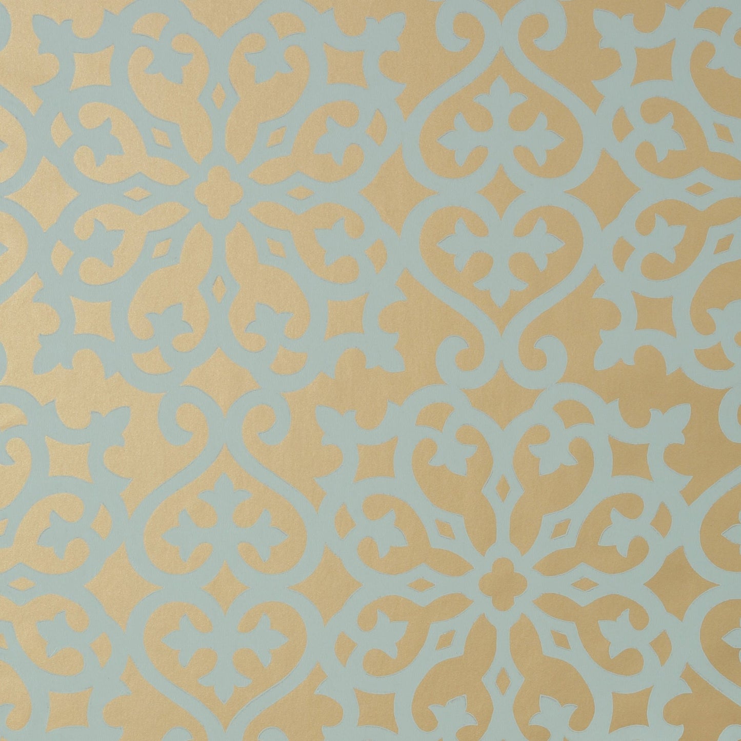 Allison Wallpaper - Aqua on Metallic Gold - Thibaut - T35176 - Premier Wallcovering