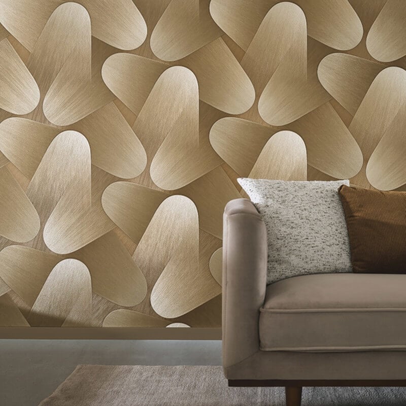Allure Retro Geometric Metallic Wallpaper - Gold - Erismann - 10423 - 30 - Premier Wallcovering