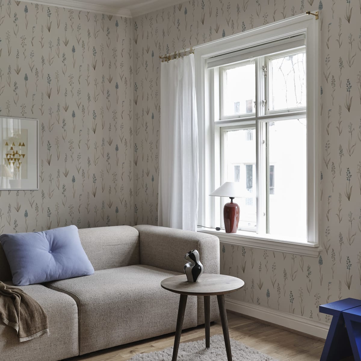 Alma Wallpaper - Misty Blue - Sandberg - S10336 - Premier Wallcovering
