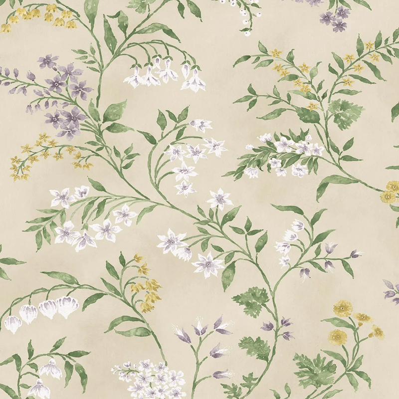 Almora Wallpaper - Lilac/Gold/Green - Nina Campbell - NCW4491-02 - Premier Wallcovering