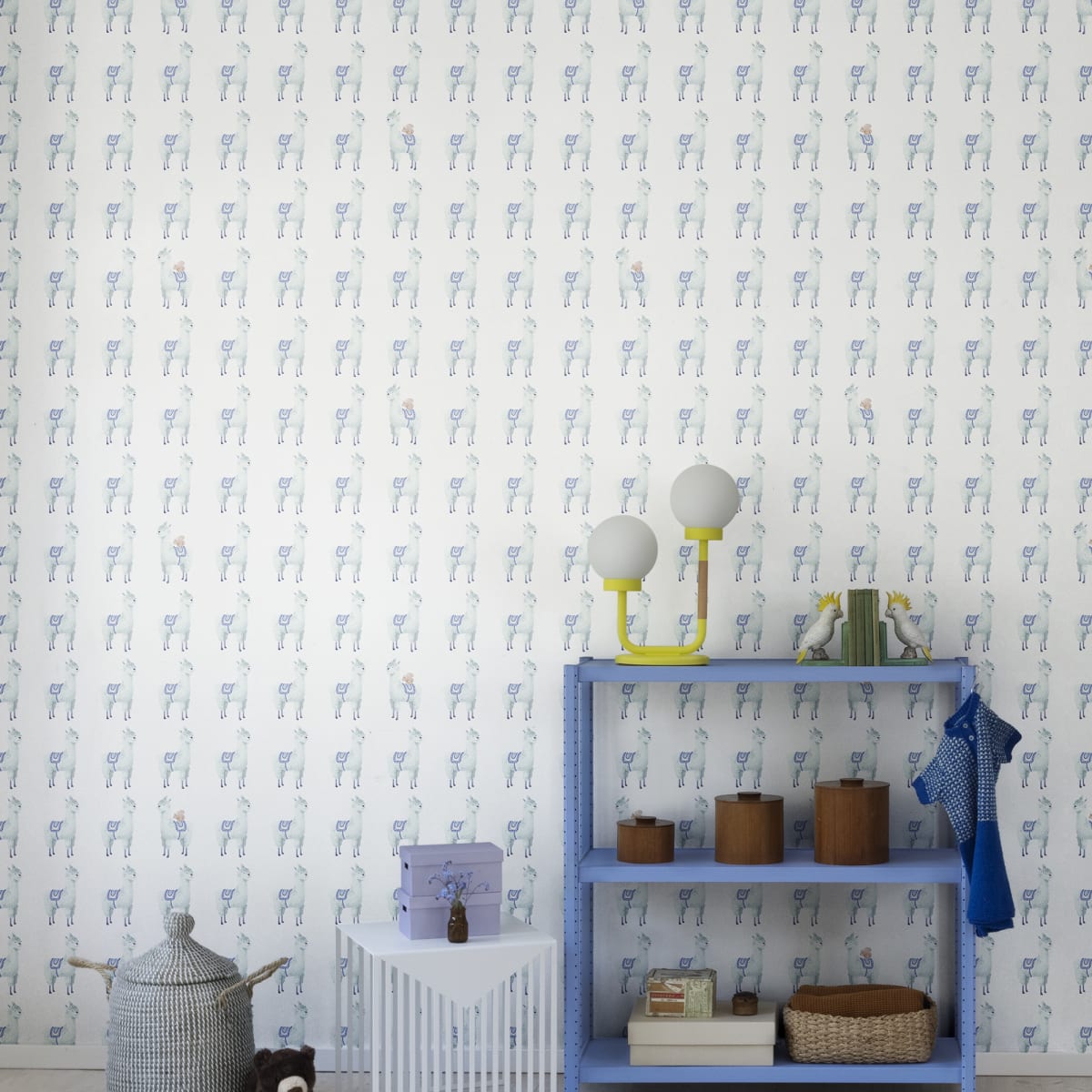 Alpaca Rebel Wallpaper - Sky - Rebel Walls - R18132 - Premier Wallcovering