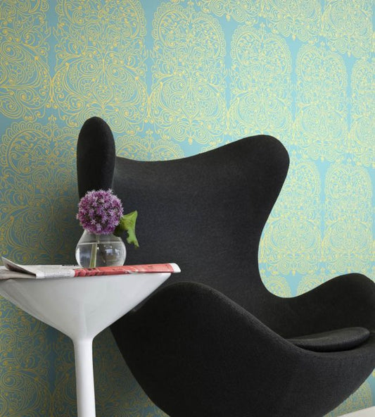 Alpana Wallpaper - Metallic Gold on Black - 69/2105 - Cole & Son - Premier Wallcovering