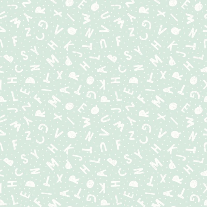 Alphabet Jumble Wallpaper - Seafoam - Hoopla Walls - HWA1280W - Premier Wallcovering