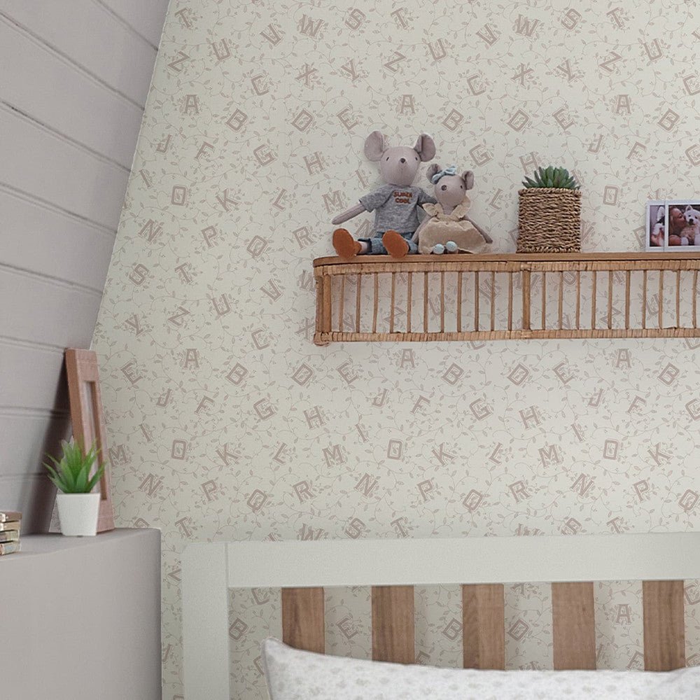 Alphabet Wallpaper - Dove Grey - Laura Ashley - 119862 - Premier Wallcovering