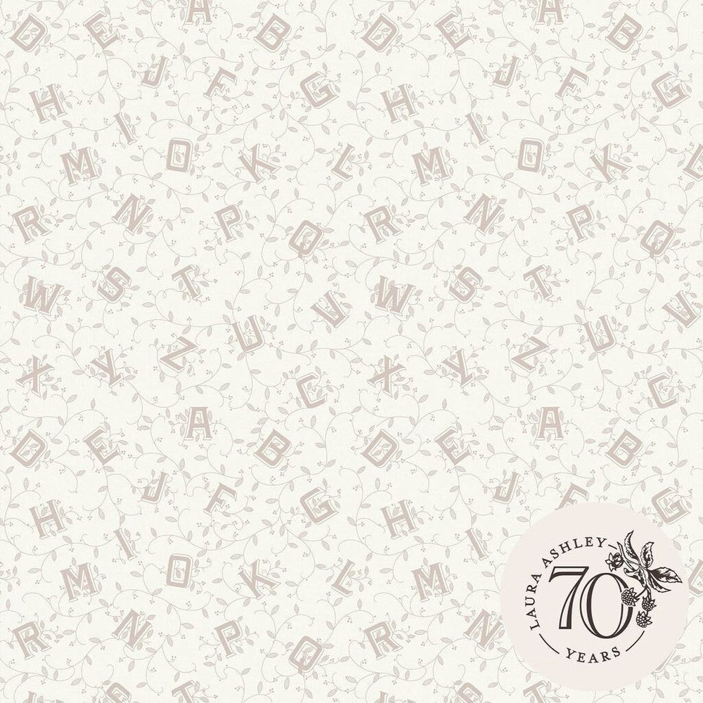 Alphabet Wallpaper - Dove Grey - Laura Ashley - 119862 - Premier Wallcovering