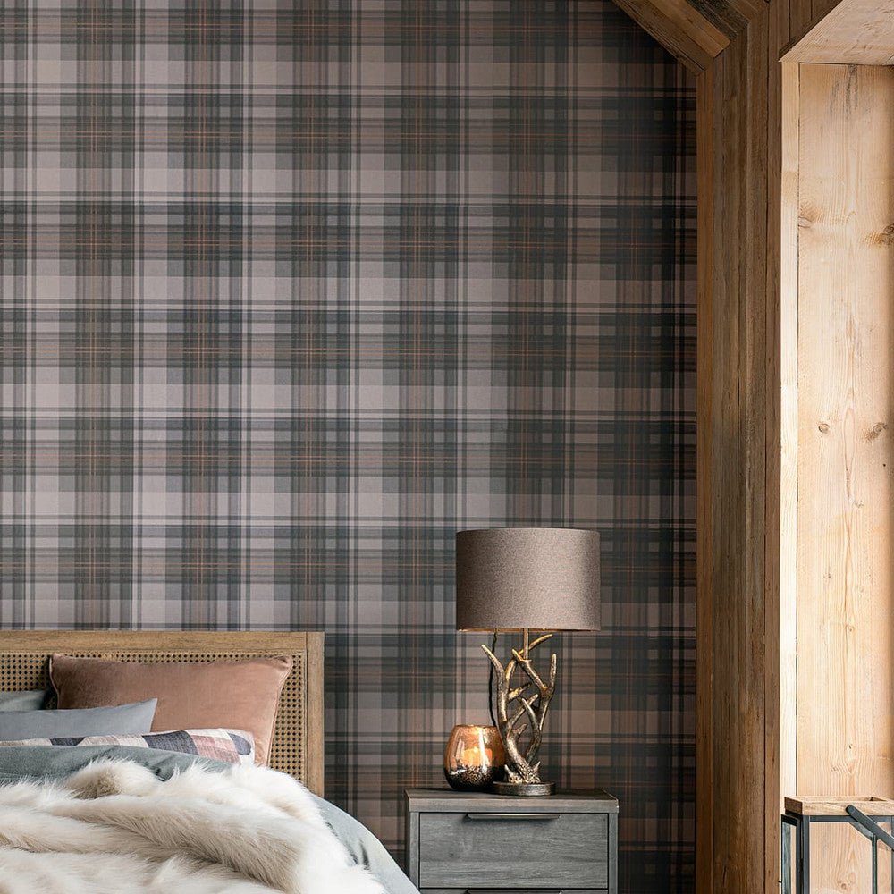 Alpine Lodge Check Wallpaper - Grey - Next - 121197 - Premier Wallcovering