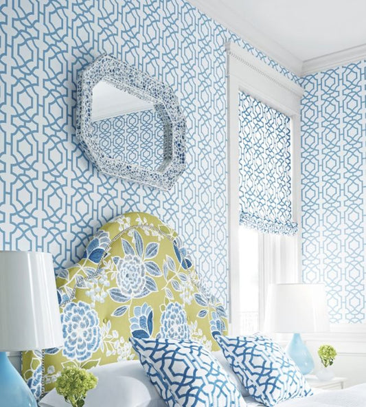 Alston Trellis Wallpaper - Flax - Thibaut - T13027 - Premier Wallcovering