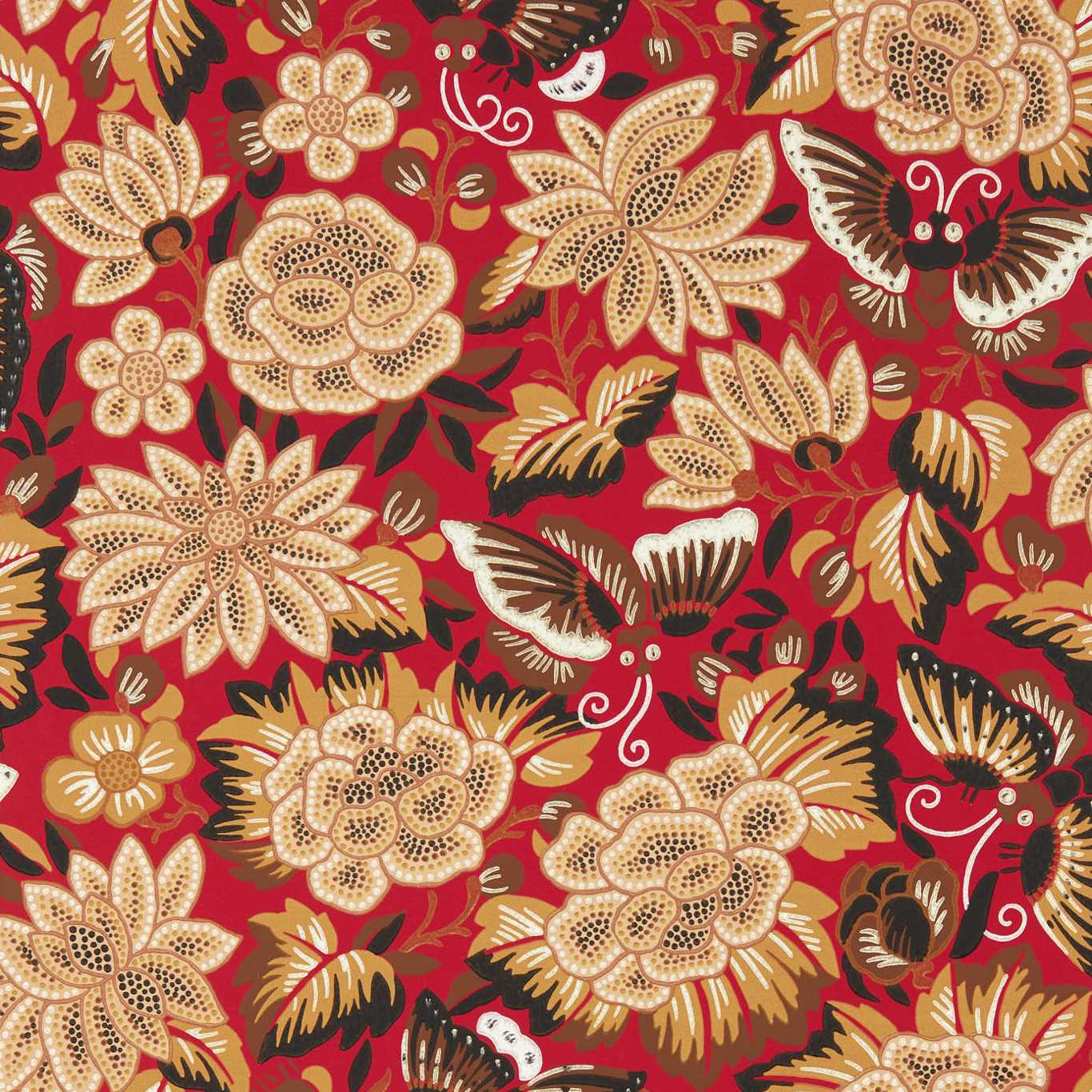 Amara Butterfly Wallpaper - Cinnabar/Ink Black - DWAW217116 - Sanderson - Premier Wallcovering
