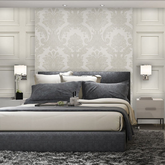 Amara Damask Wallpaper - Cream - Belgravia - 7369 - Premier Wallcovering