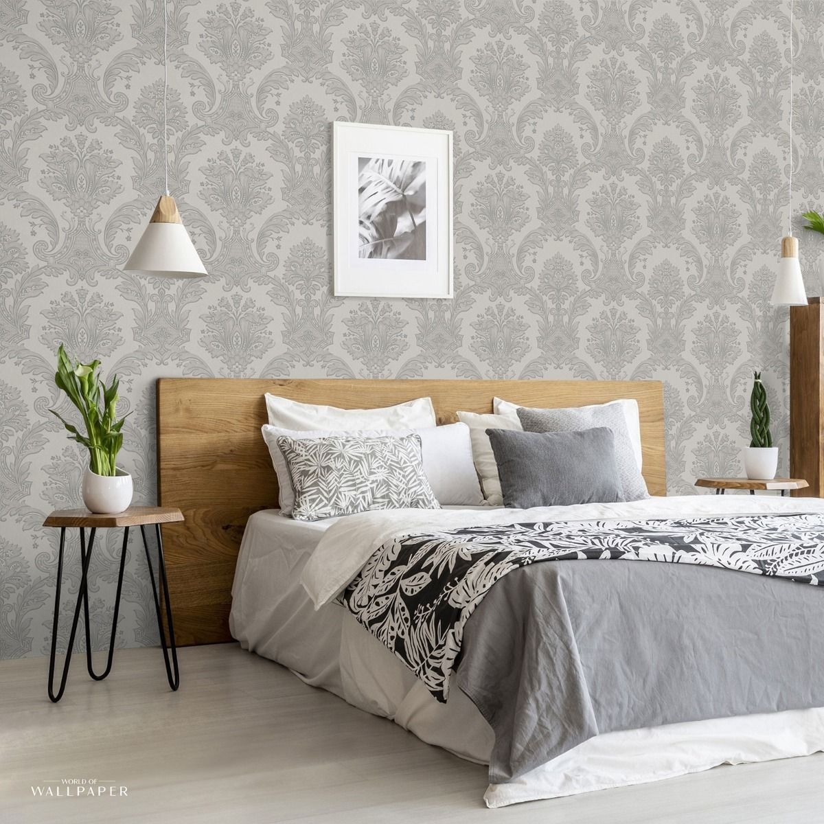 Amara Damask Wallpaper - Silver - Belgravia - 7370 - Premier Wallcovering